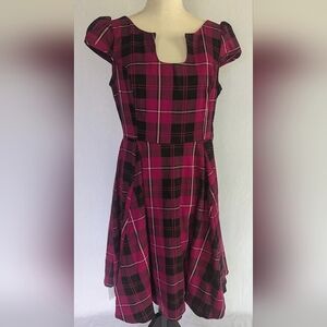 Hearts & Roses London Punk Rockabilly Pink & Black Plaid Swing Dress Petticoat